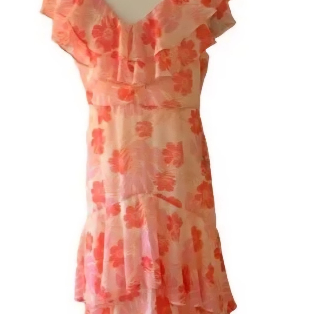 Lulu's Women’s Beautiful Pink and Cream Ruffled dress
